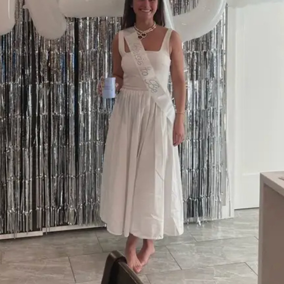 Rue Sophie White Fit n Flare Midi Dress XL Romantic Sundress Designer $188 - Picture 9 of 11